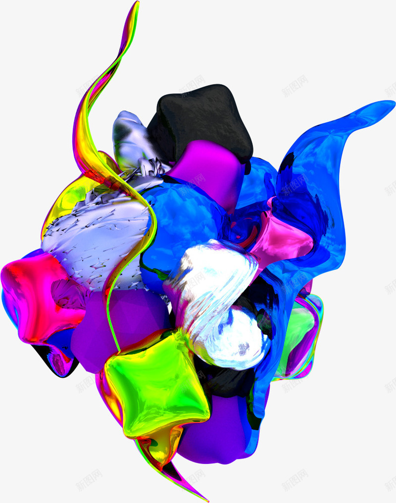 抽象3d立体彩色创意组合png免抠素材_88icon https://88icon.com 创意立体 彩色立体 抽象创意 立体