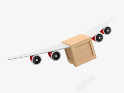 飞翔的箱子快递系列展翅高飞的快递箱子高清图片