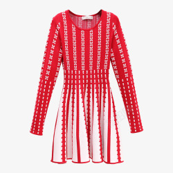 红白色针织连衣裙素材