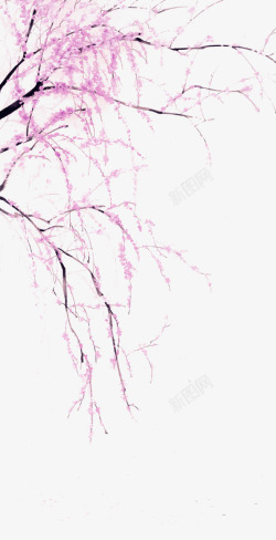 粉色桃花树枝装饰图案素材