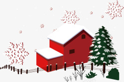 冬季房屋雪景温暖冬矢量图素材