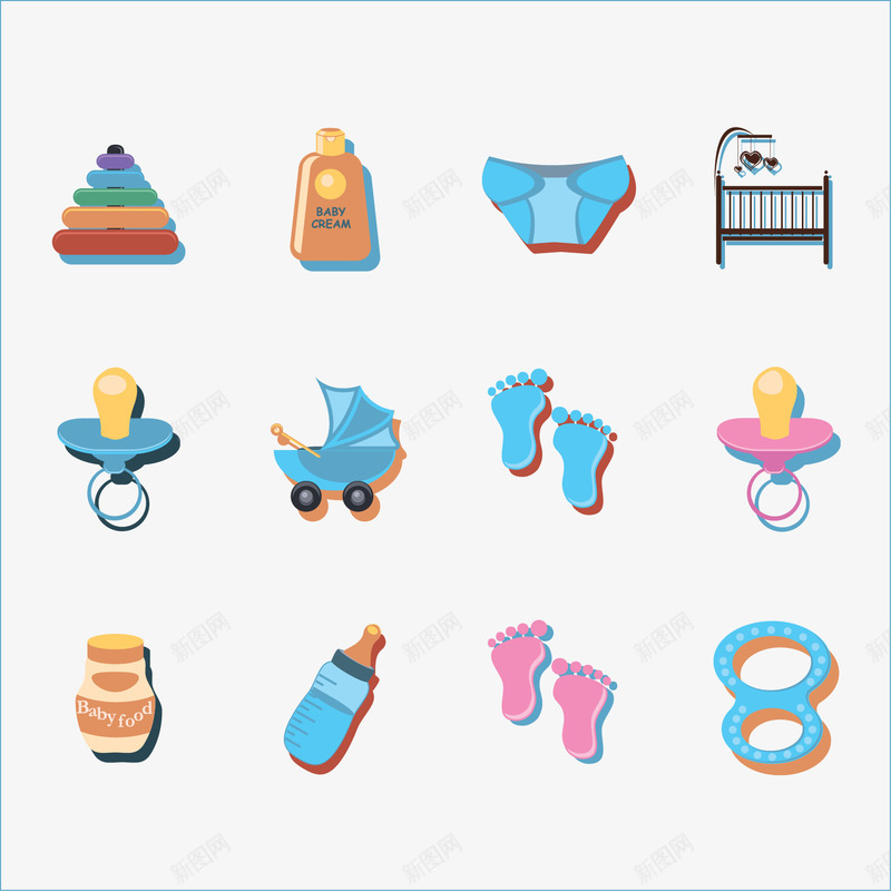 婴儿用品png免抠素材_88icon https://88icon.com 奶嘴 婴儿 婴儿食品 安抚 玩具 用品 积木