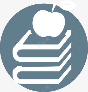 圆形苹果和书本的LOGO图标图标