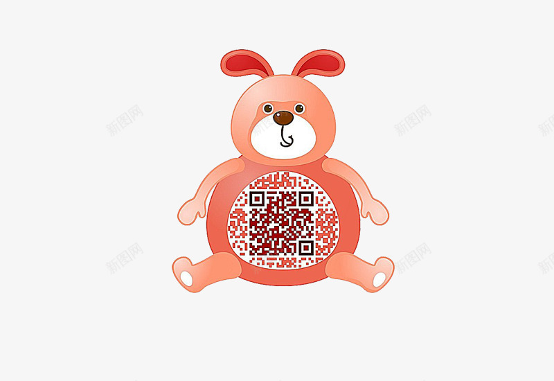 卡通毛绒玩具二维码png免抠素材_88icon https://88icon.com 免抠 卡通创意设计 店铺二维码 毛绒玩具二维码 简约