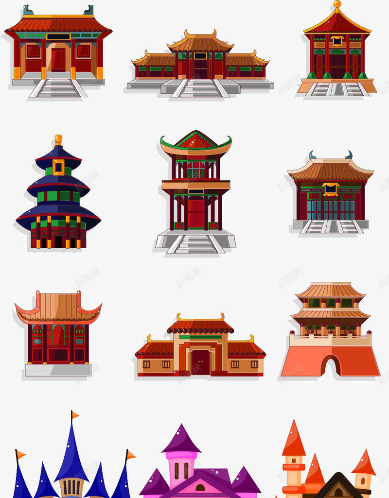 卡通中国风古代建筑png免抠素材_88icon https://88icon.com 中国风 卡通 古代 建筑