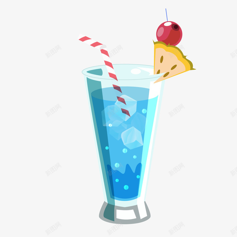 手绘蓝色夏季饮品png免抠素材_88icon https://88icon.com 卡通玻璃杯 夏季饮品 背景装饰 蓝色饮料 饮品