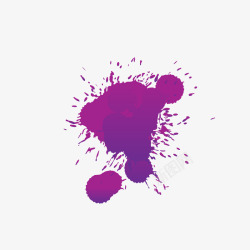 紫色喷溅水墨素材