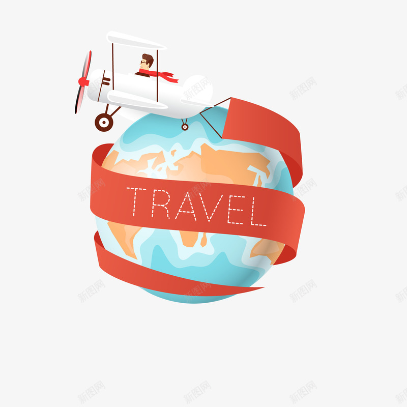 卡通旅行飞机和地球png免抠素材_88icon https://88icon.com 出行 地球 旅行 环游世界 直升飞机 飞机