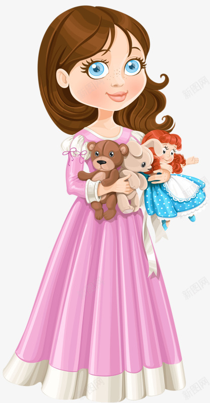 抱着玩具的女孩png免抠素材_88icon https://88icon.com 可爱 女孩 小熊 洋娃娃