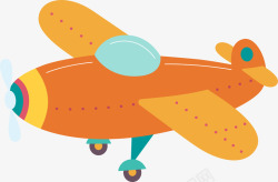 橙色卡通飞机素材