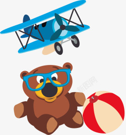 孩子玩具飞机小熊海报素材