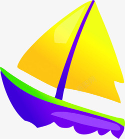 手绘夏季小船风帆素材