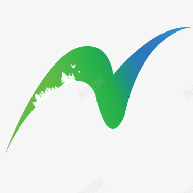 简约立体房子绿色小鸟简约立体园林logo图标图标
