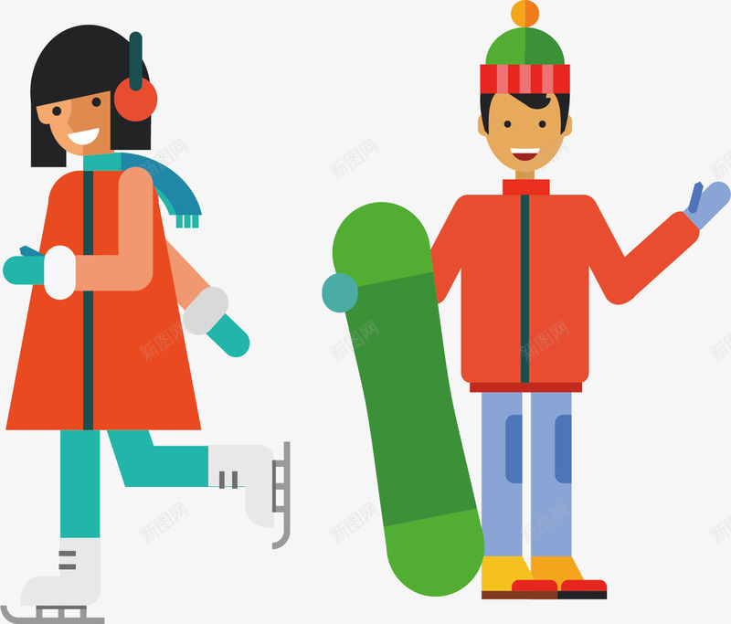 冬季运动人物png免抠素材_88icon https://88icon.com 女孩 小人 滑冰 滑雪 滑雪板 男孩 矢量素材