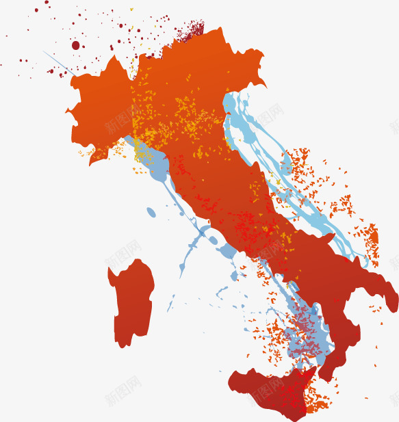 创意炫彩意大利地图png免抠素材_88icon https://88icon.com 创意设计 喷溅效果 意大利地图 炫彩彩绘
