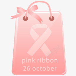 粉红丝带购物图标图标
