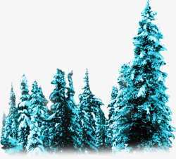 蓝色冬季雪花大树素材