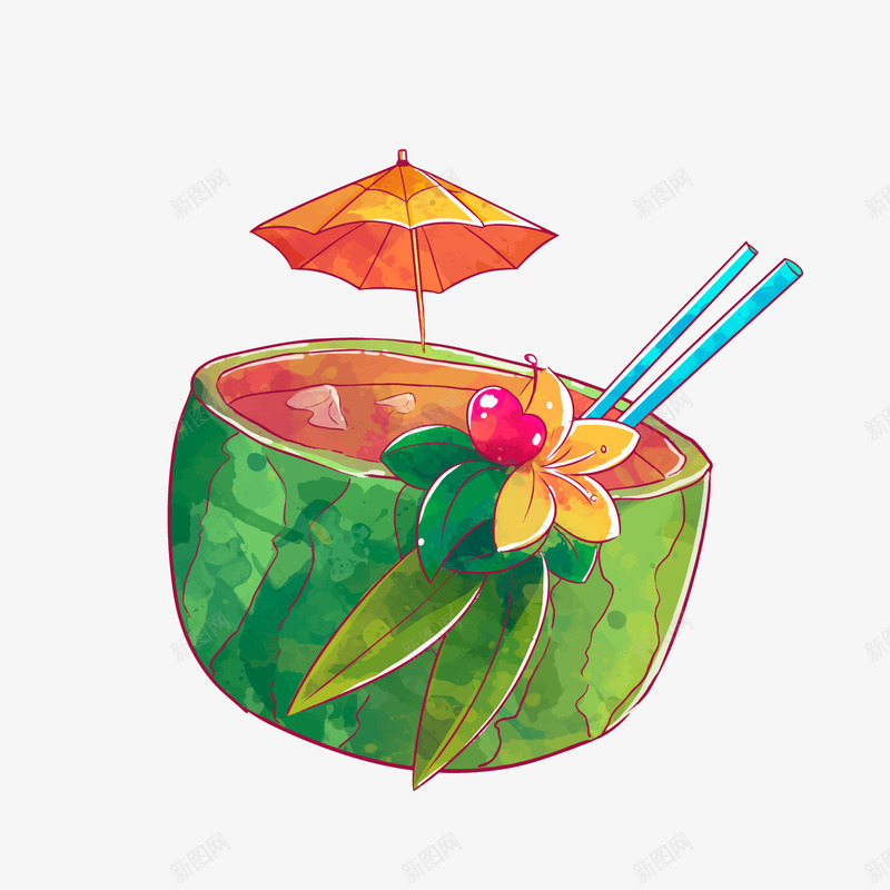 手绘卡通夏季饮料png免抠素材_88icon https://88icon.com 卡通饮品 卡通饮料 夏季饮料 手绘 绿色 背景装饰