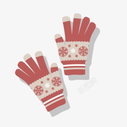 秋冬季保暖手套雪花图案的手套高清图片