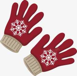 雪花花纹红色手套矢量图素材