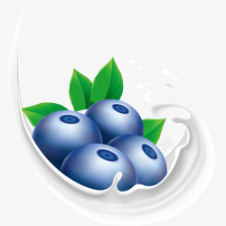 蓝莓果汁蓝莓和牛奶矢量图高清图片