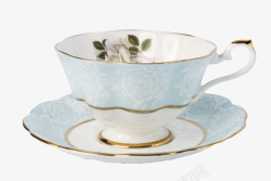 白色装着茶水的杯子和碟子古代器素材