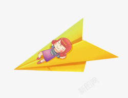 躺在纸飞机上的女孩素材