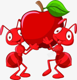 卡通蚂蚁搬苹果素材