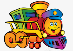 玩具火车头卡通手绘开心的列车头高清图片