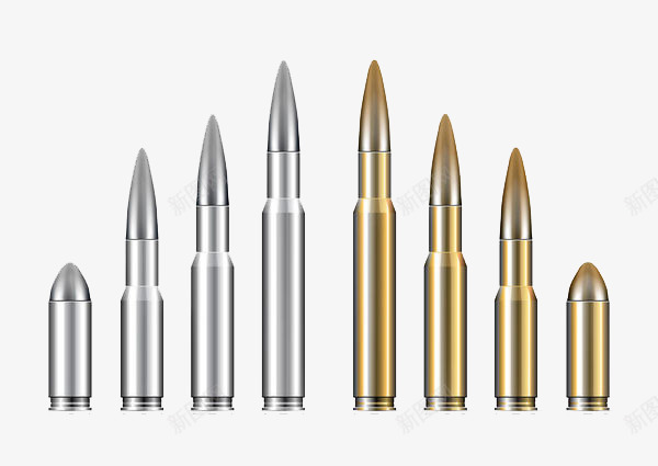 不同规格的子弹png免抠素材_88icon https://88icon.com 一排子弹 不同规格的子弹 军火 危险 实物 飞机子弹 黄铜子弹