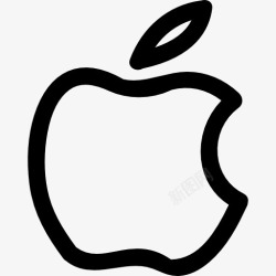 勾勒标志苹果品牌的手绘LOGO的轮廓图标高清图片