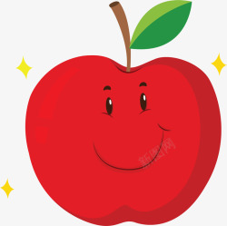 卡通红色笑脸苹果矢量图素材