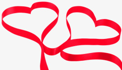 红色丝带编织成两爱心素材