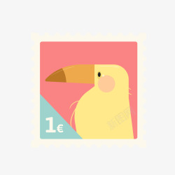 黄色小鸟邮票素材