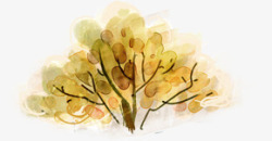 绘画秋天树木卡片素材