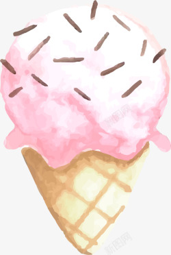 夏季手绘粉色冰激凌素材