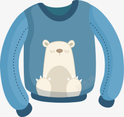 冬季大白熊图案蓝色毛衣矢量图素材