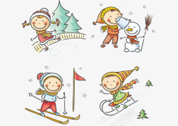 4款卡通冬季儿童素材