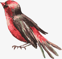 手绘红色卡通小鸟素材