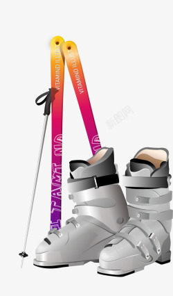 滑雪杆冬季各式滑雪工具高清图片