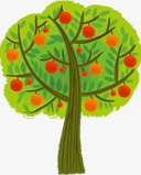 手绘红色苹果树树木素材