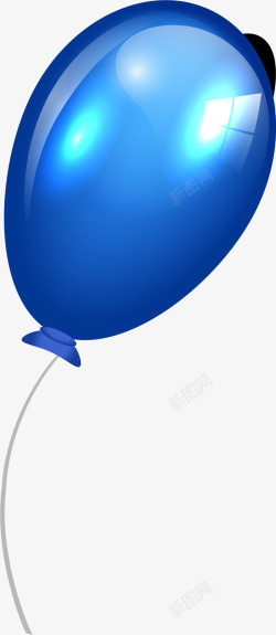 手绘蓝色气球绳子素材