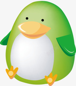 创意绿色小企鹅玩偶矢量图素材