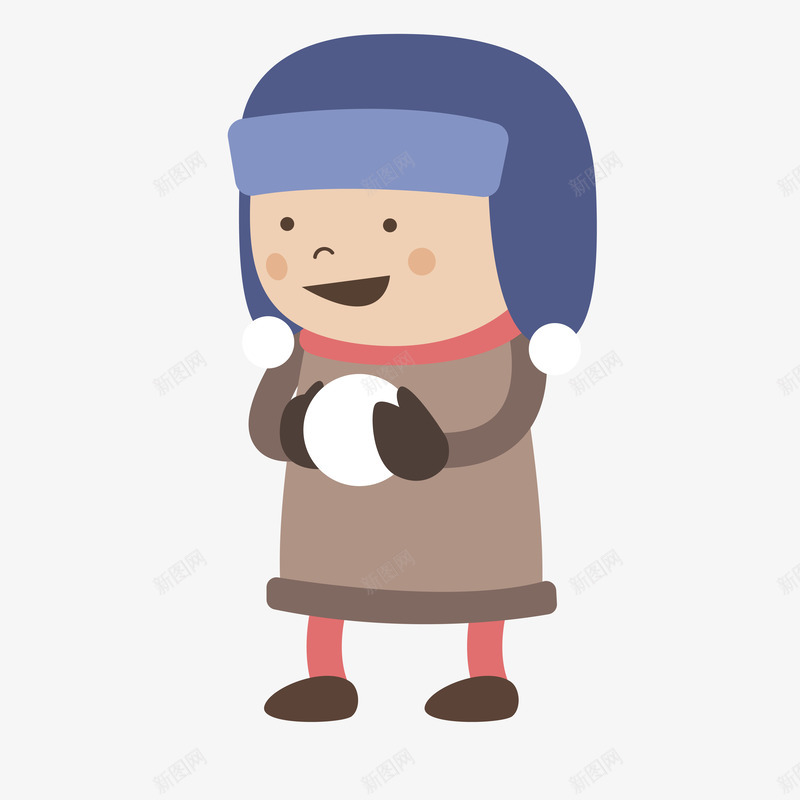 冬季打雪仗png免抠素材_88icon https://88icon.com 帽子 扁平 玩雪 男孩