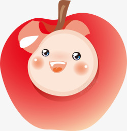 卡通创意水果可爱娃娃脸苹果矢量图素材