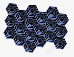 蓝黑色组合六边形框架素材