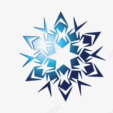 装饰的冬天蓝色漂亮雪花图标图标