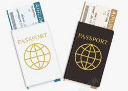 旅游护照飞机票素材