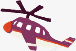 可爱卡通彩笔紫色飞机插画素材