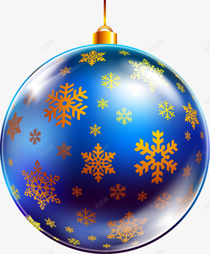 圣诞节蓝色吊球png免抠素材_88icon https://88icon.com 喜庆 圣诞节吊球 白色光晕 蓝色吊球 质感 黄色雪花